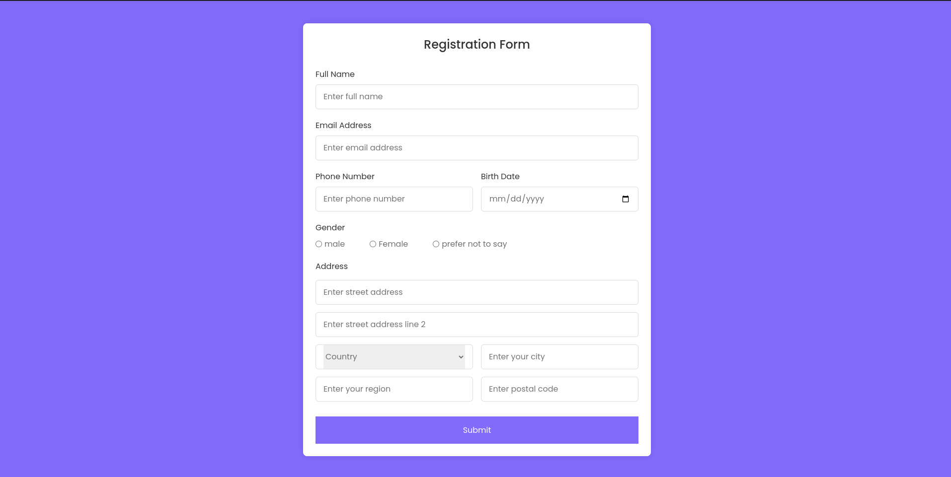 Live Validation Form